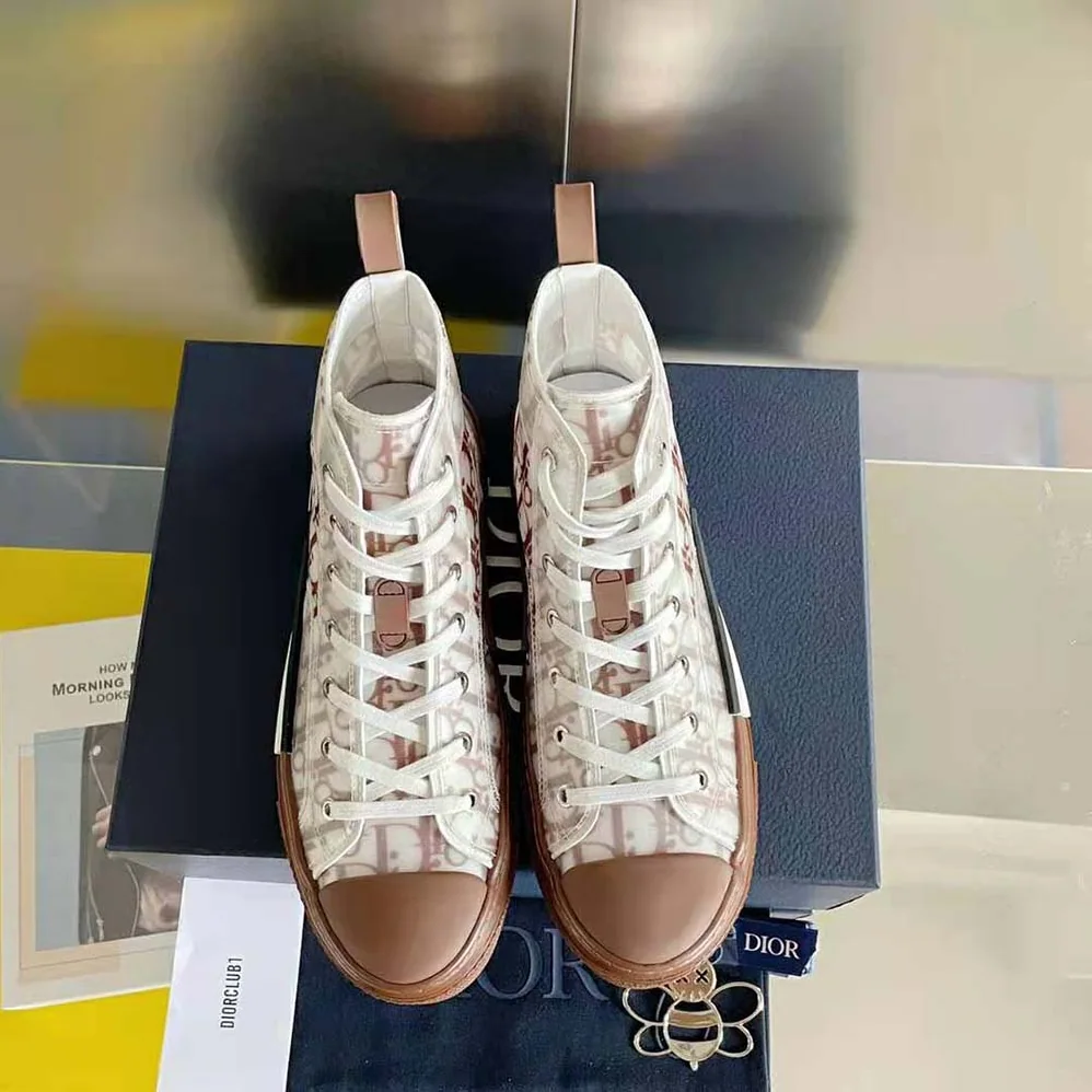 Dior B23 High-Top Sneaker Coffee Dior Oblique Canvas for Men
