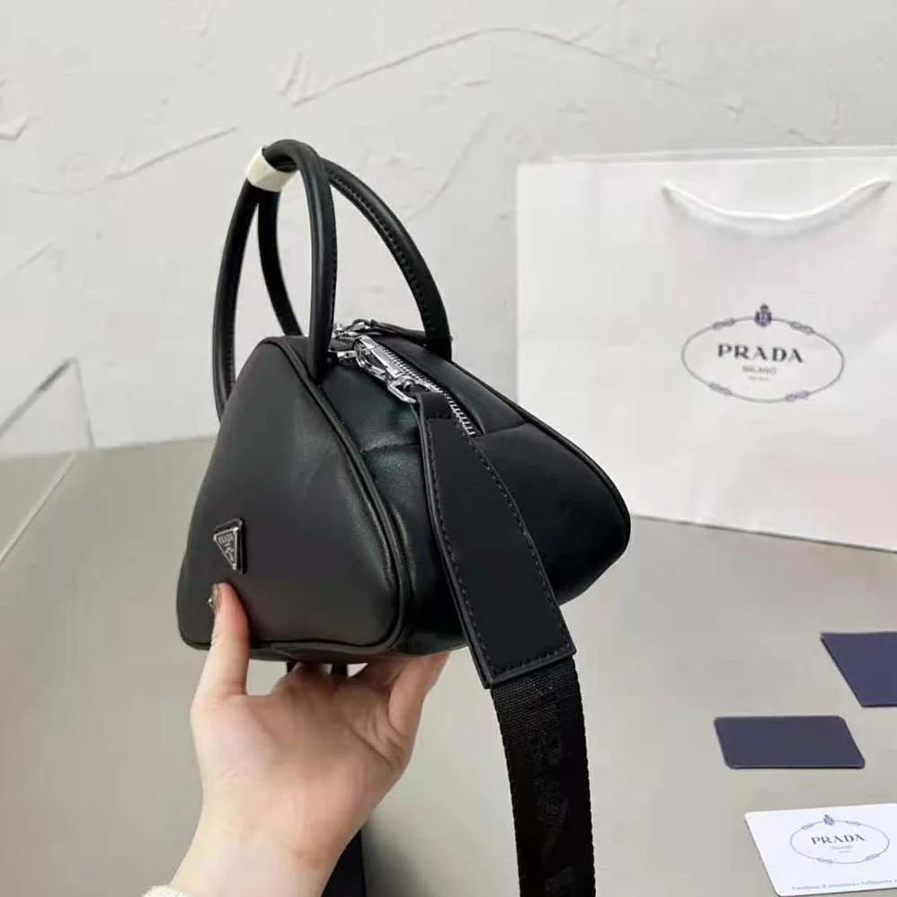 Prada Leather Prada Triangle Bag for Women in Black Prada Leather Prada Triangle Bag for Women in Black