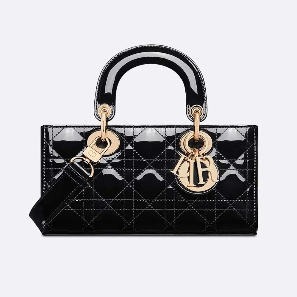 Dior Small Lady D-Joy Bag Black Patent Cannage Calfskin for Women