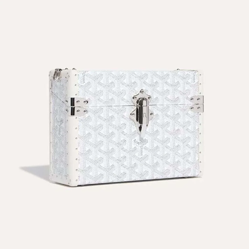 Goyard Cassette Trunk Bag in Goyardine Canvas & Clamecy Cowhide for Women in White Goyard Cassette Trunk Bag in Goyardine Canvas & Clamecy Cowhide for Women in White