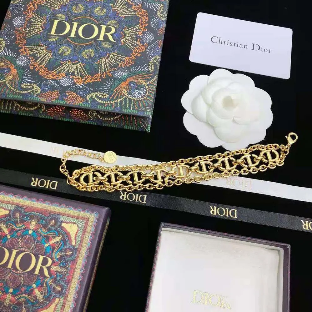 Dior CD Navy Bracelet Gold for Women in Finish Metal