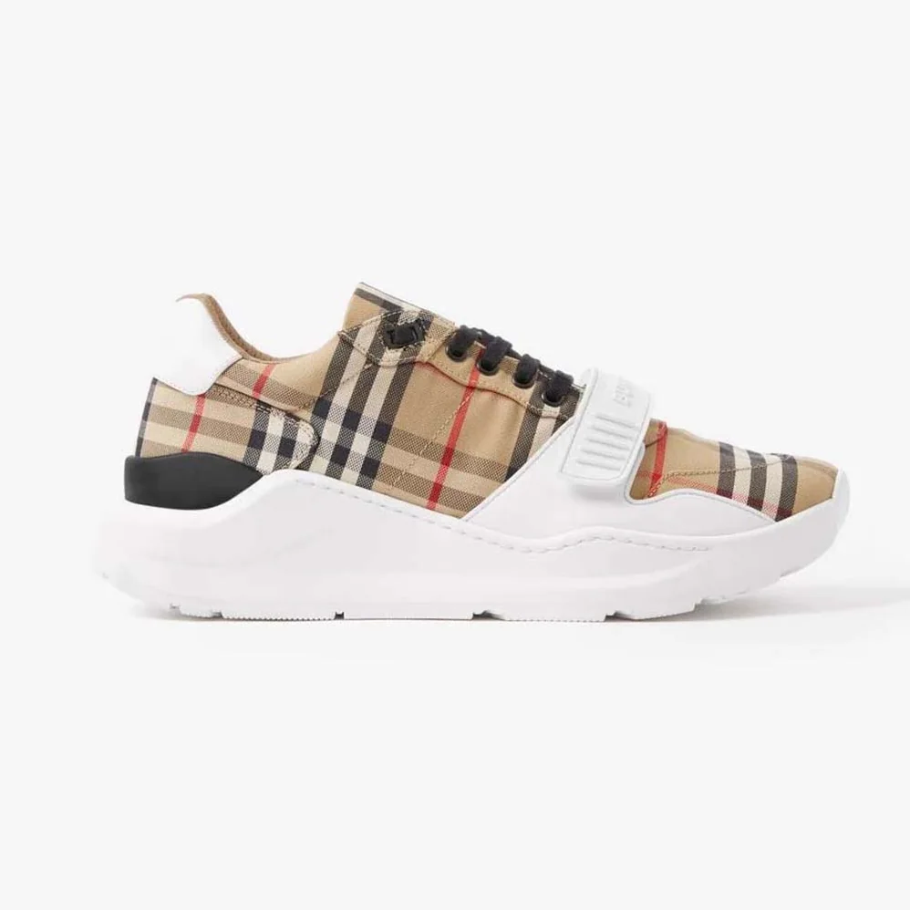 Burberry Check Suede and Leather Sneakers for Unisex in White