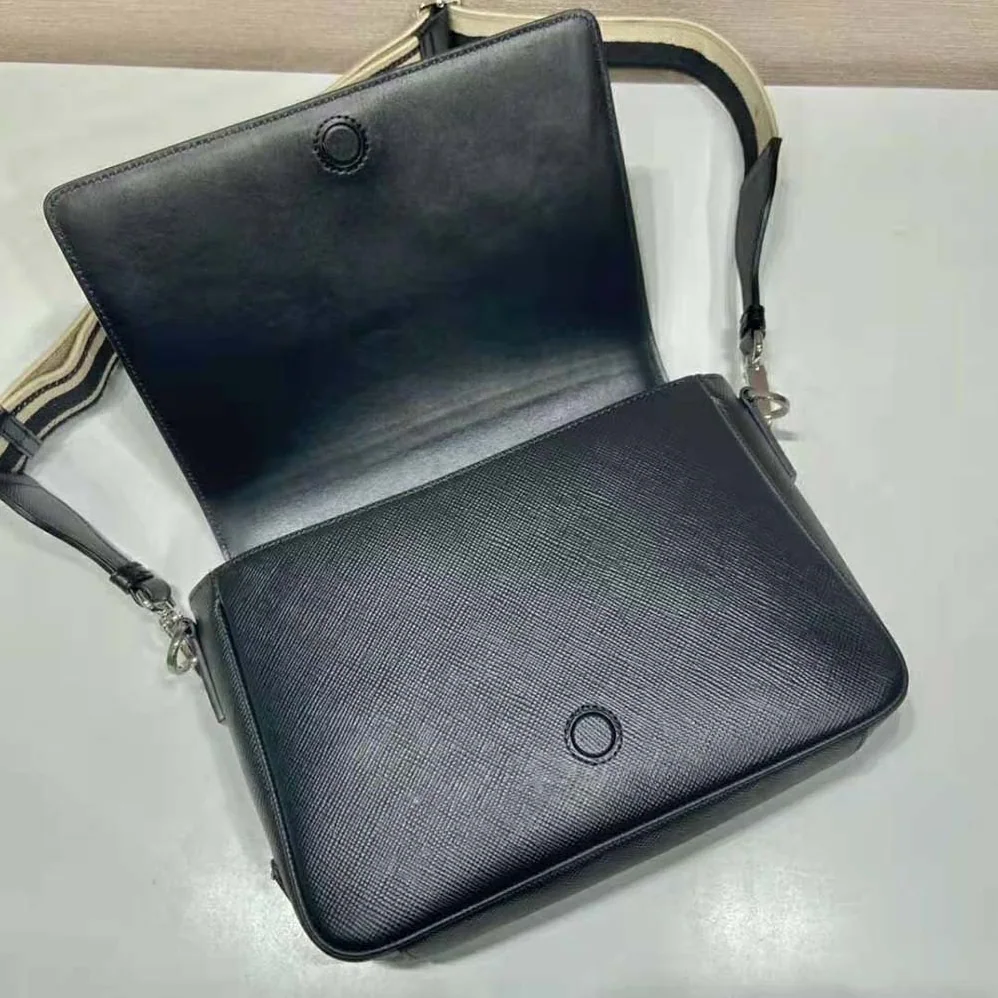 Prada Saffiano Leather Shoulder Bag with Sleek for Men in Black