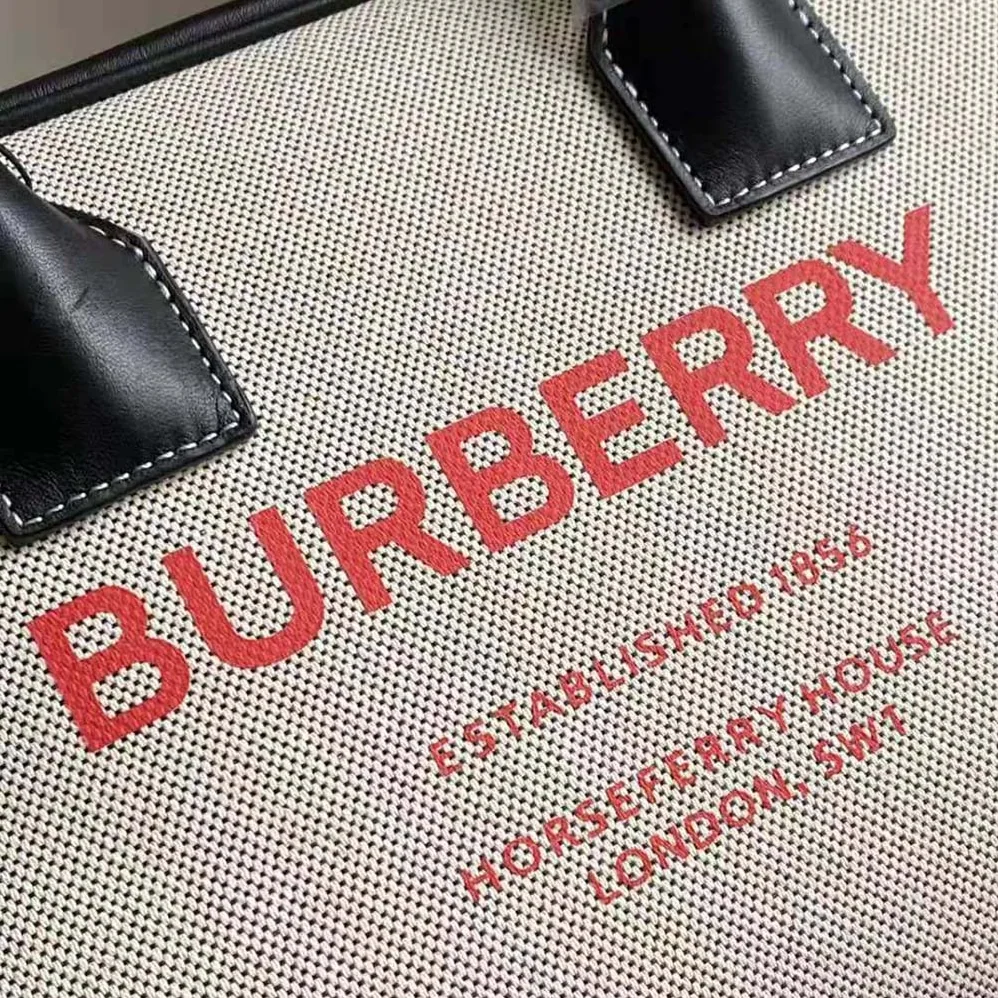Burberry Medium Horseferry Print Cotton Canvas Half Cube Bag for Women in Black Burberry Medium Horseferry Print Cotton Canvas Half Cube Bag for Women in Black