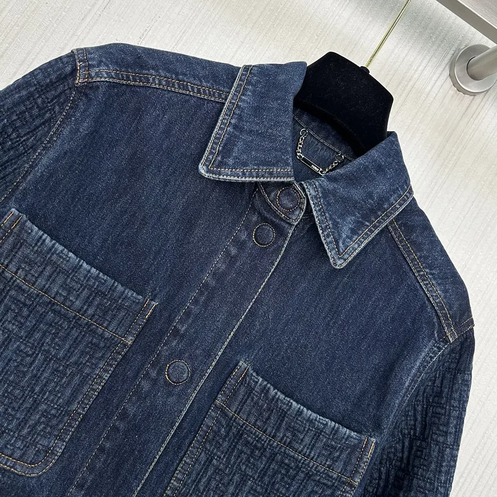 Fendi Dark Blue Denim Go for Women in To Jacket