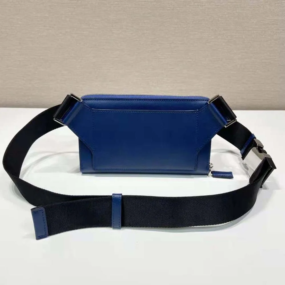 Prada Saffiano Leather Belt Bag for Men in Blue Prada Saffiano Leather Belt Bag for Men in Blue