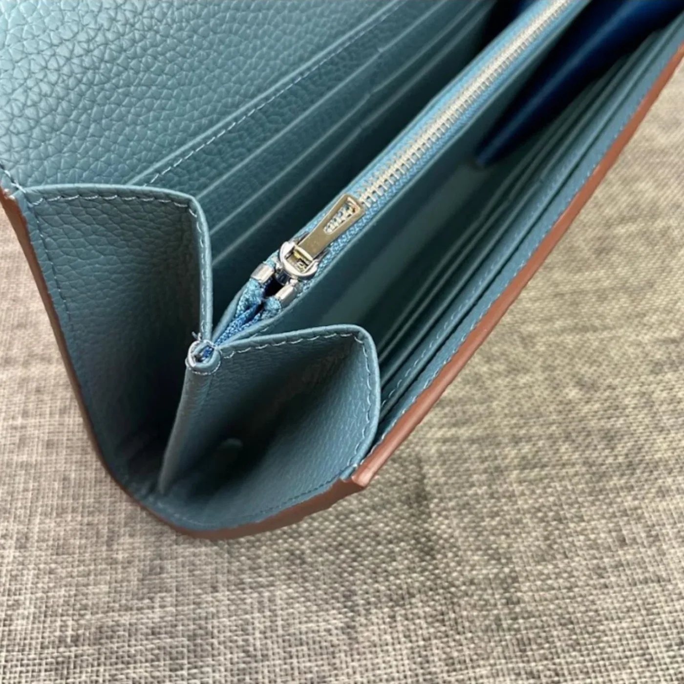 Hermes Constance Togo Long Wallet in Silver Toned Hardware Blue Hermes Constance Togo Long Wallet in Silver Toned Hardware Blue