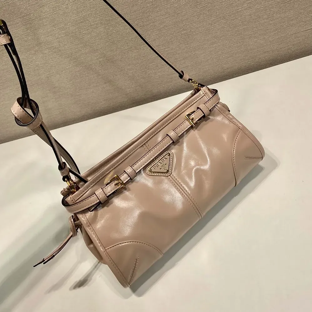 Prada Small Leather Shoulder Bag for Women in Pink