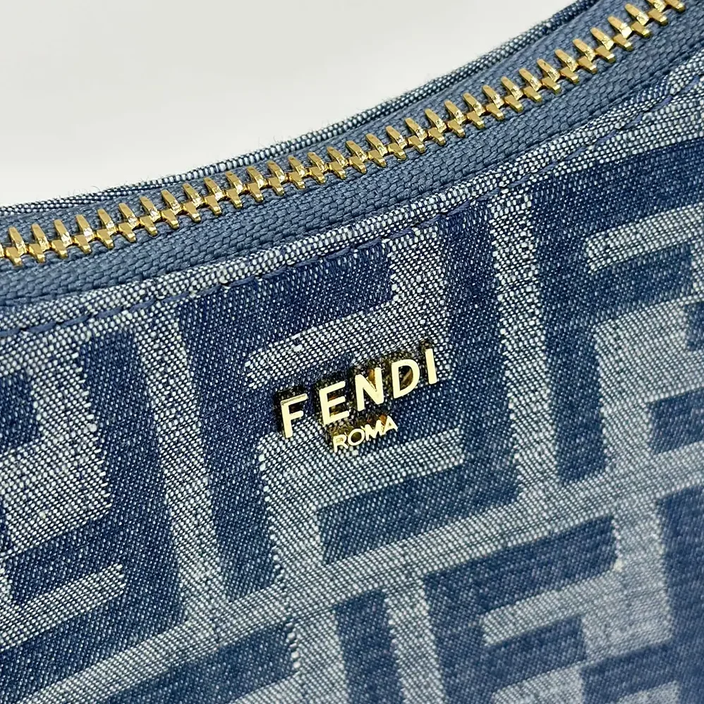 Fendi Mini Fendessence Light Blue FF Denim Fabric Mini Bag for Women