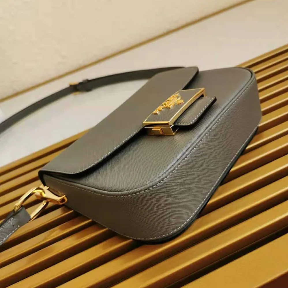 Prada Saffiano Leather Prada Embleme Bag for Women in Gray