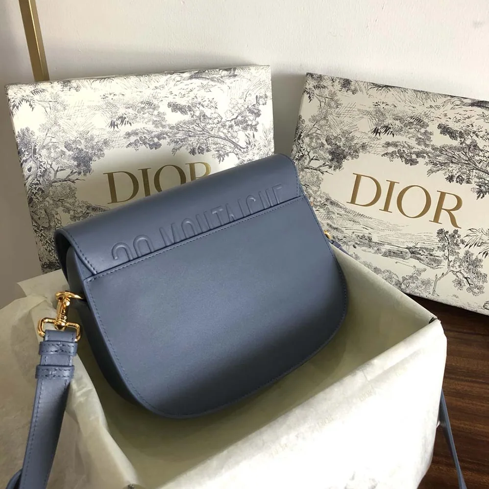 Dior Medium Dior Bobby Bag Denim Box Calfskin for Women in Blue