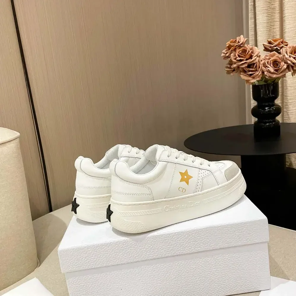 Dior Dior Star Platform Sneaker White Calfskin and Suede for Women Dior Dior Star Platform Sneaker White Calfskin and Suede for Women