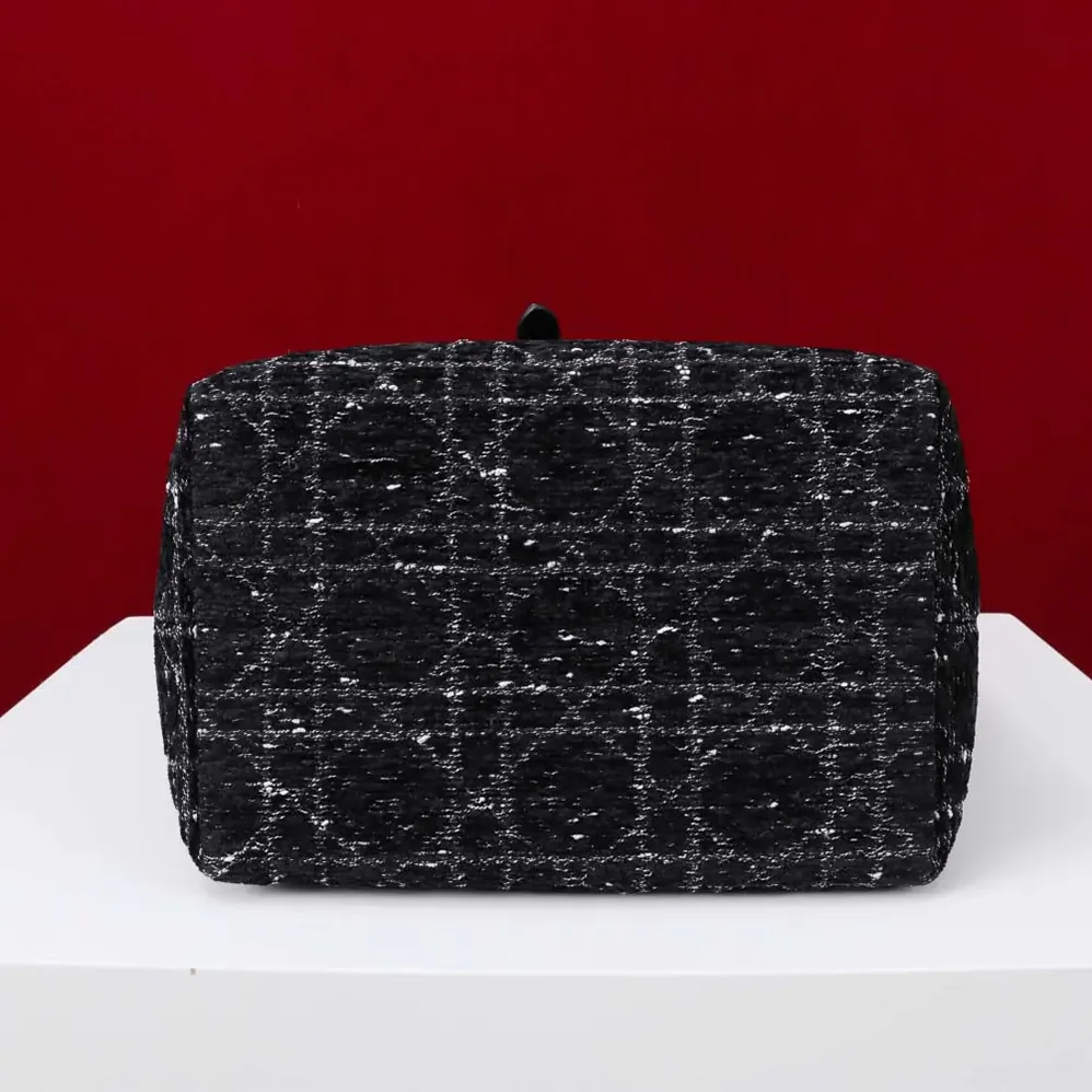 Dior Medium Dior Toujours Vertical Tote Bag Black Tweed with White Cannage Motif for Women Dior Medium Dior Toujours Vertical Tote Bag Black Tweed with White Cannage Motif for Women