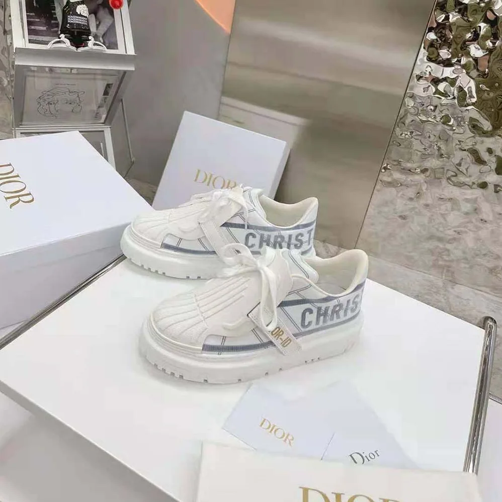 Dior Dior-id Sneaker White and French Blue Technical Fabric for Women Dior Dior-id Sneaker White and French Blue Technical Fabric for Women