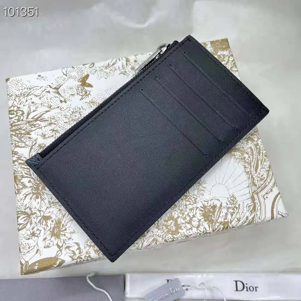 Dior Zipped Card Holder Black Dior Oblique Jacquard and Grained Calfskin for Men Dior Zipped Card Holder Black Dior Oblique Jacquard and Grained Calfskin for Men