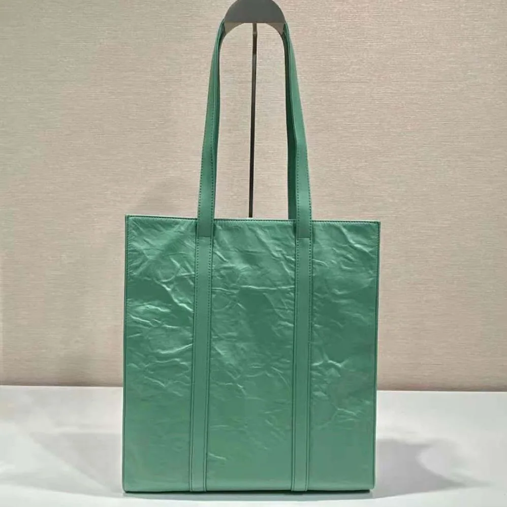 Prada Small Antique Nappa Leather Tote for Women in Green