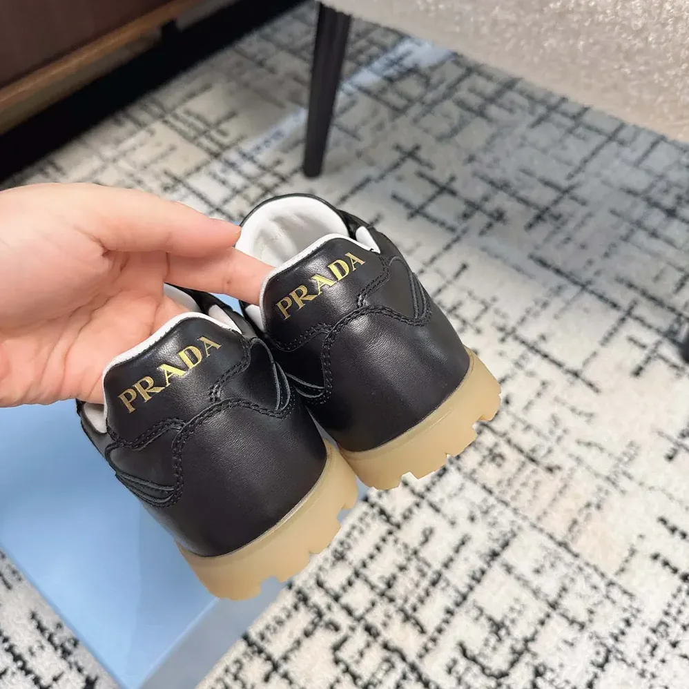 Prada Downtown Nappa Leather Sneakers for Unisex in Black