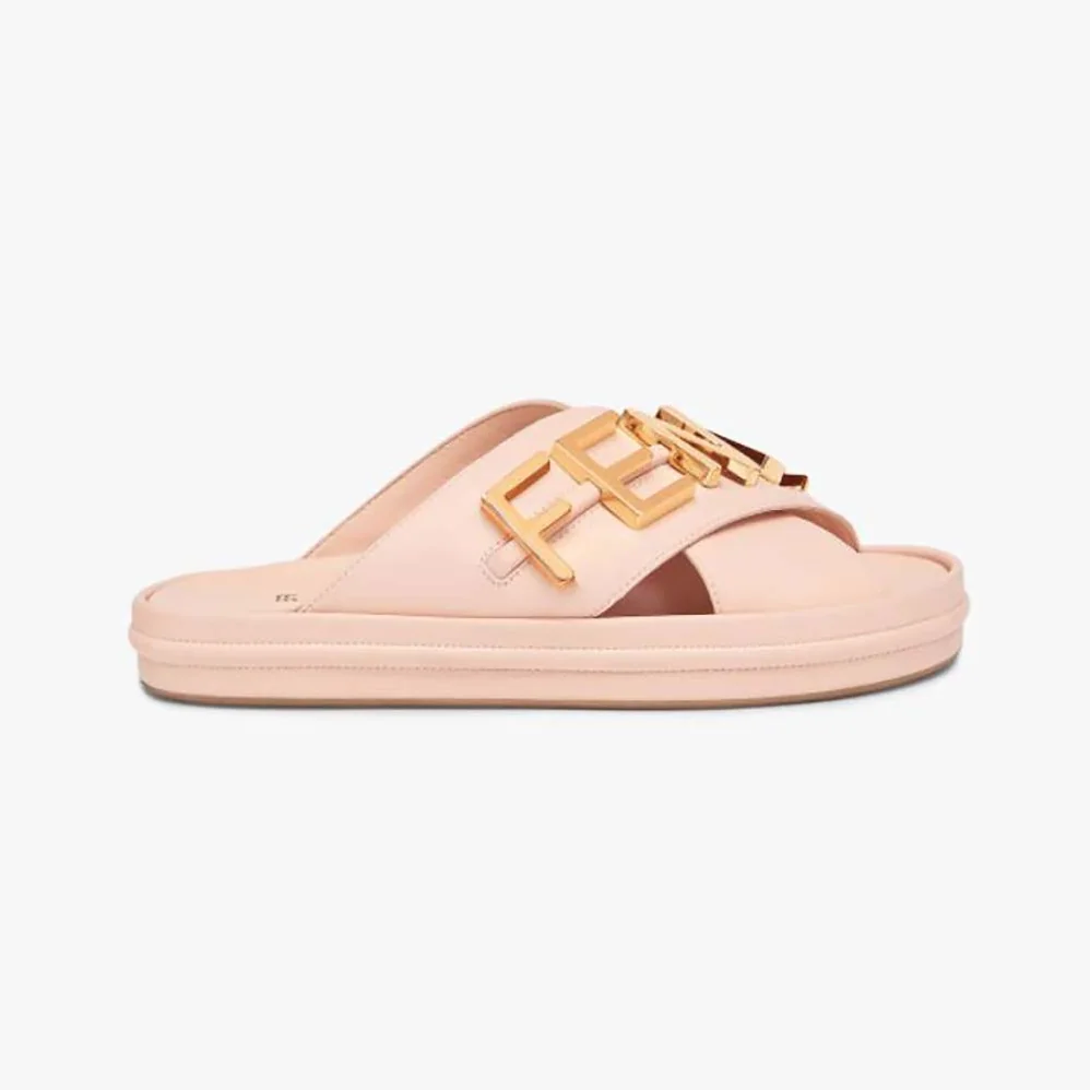Fendi Fendigraphy Pink Leather Slides for Women
