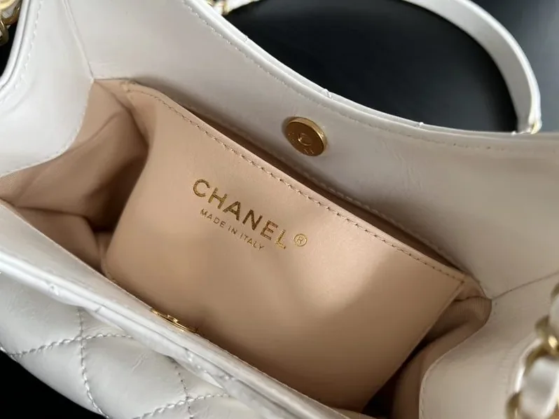 Chanel Small Hobo Bag in White Gold Hardware Chanel Small Hobo Bag in White Gold Hardware