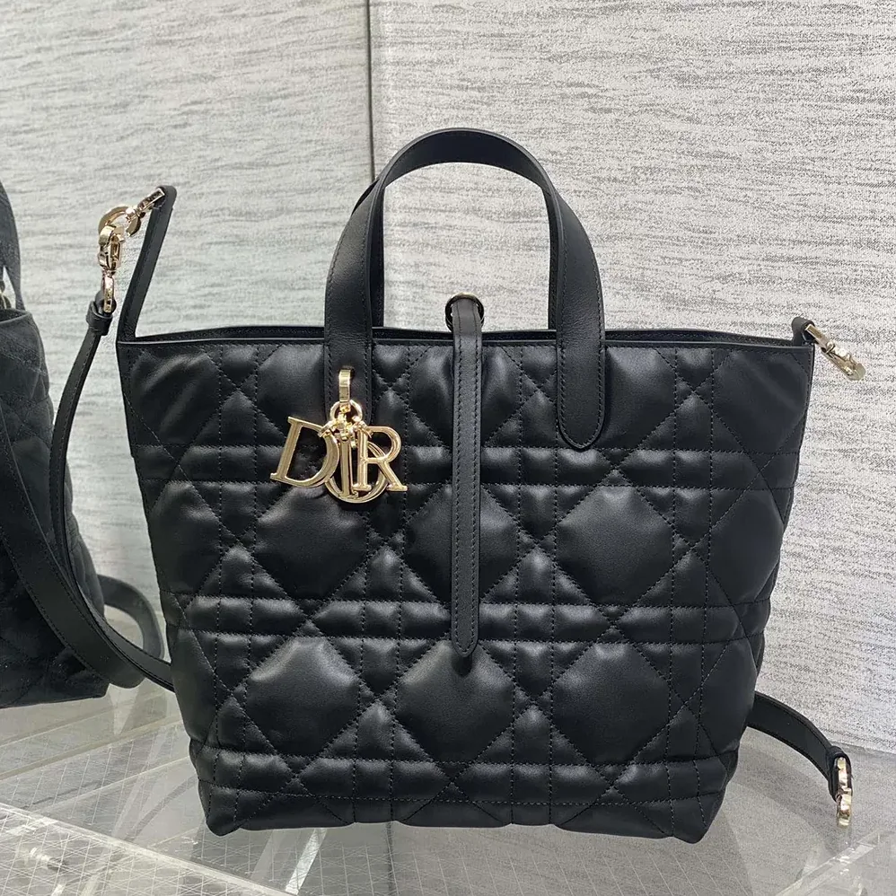 Dior Medium Dior Toujours Vertical Tote Bag Black Macrocannage Calfskin for Women Dior Medium Dior Toujours Vertical Tote Bag Black Macrocannage Calfskin for Women