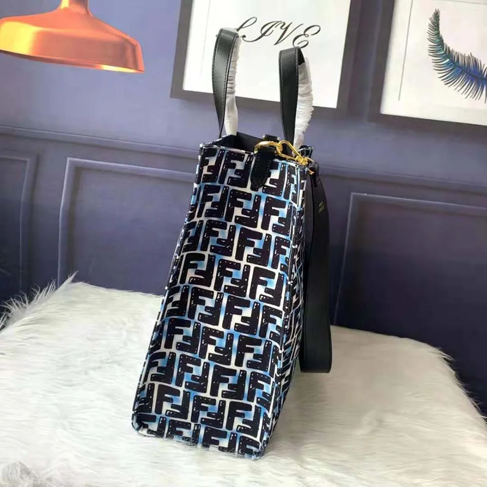 Fendi Shopper Glazed Canvas FF Bag for Women