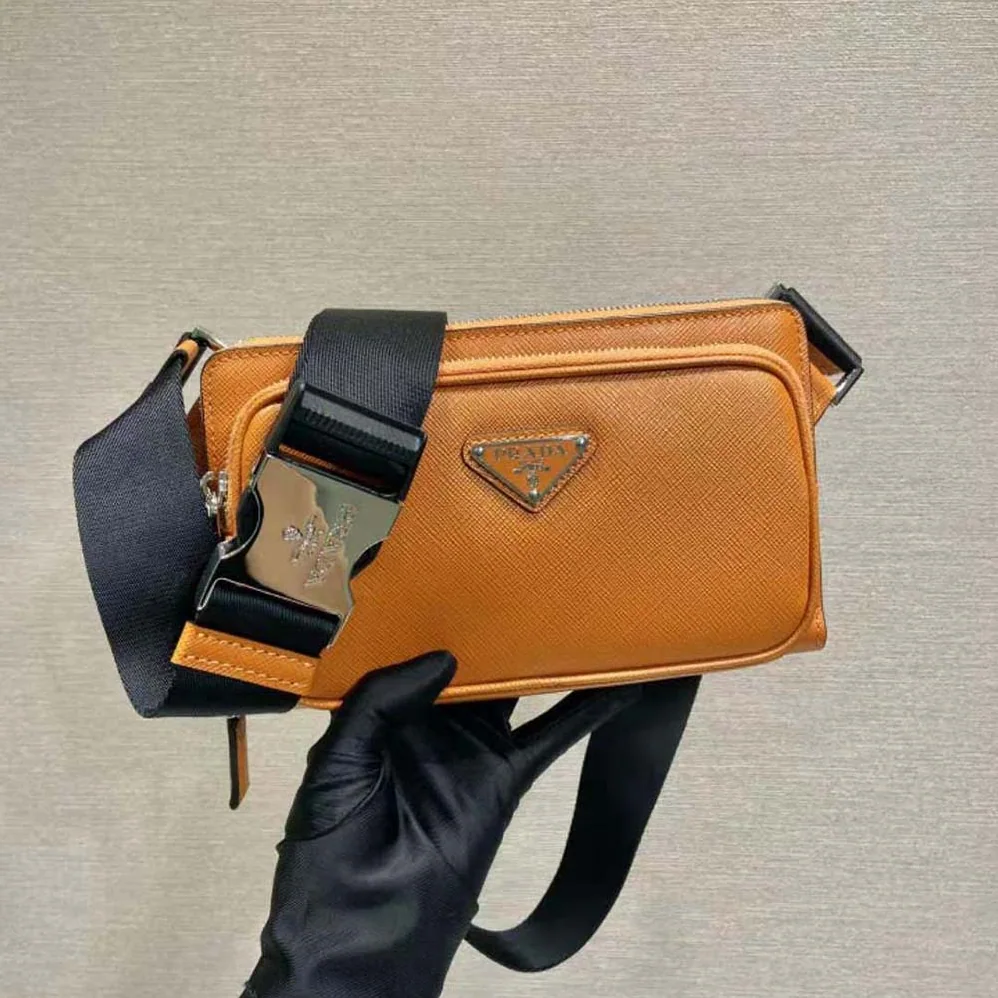 Prada Saffiano Leather Belt Bag for Men in Orange Prada Saffiano Leather Belt Bag for Men in Orange