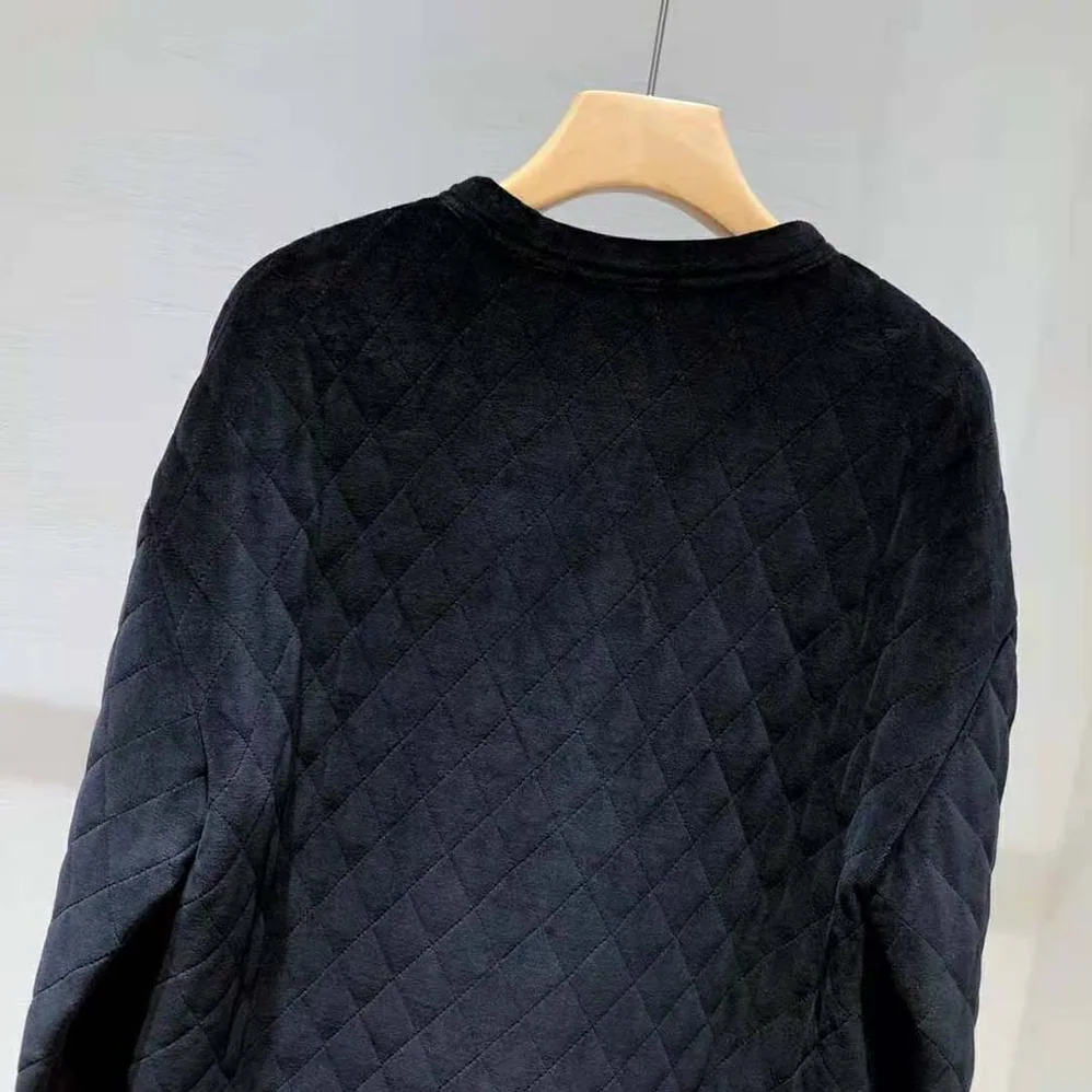 Celine Quilted Cardigan in Velvet Jersey for Women in Black Celine Quilted Cardigan in Velvet Jersey for Women in Black