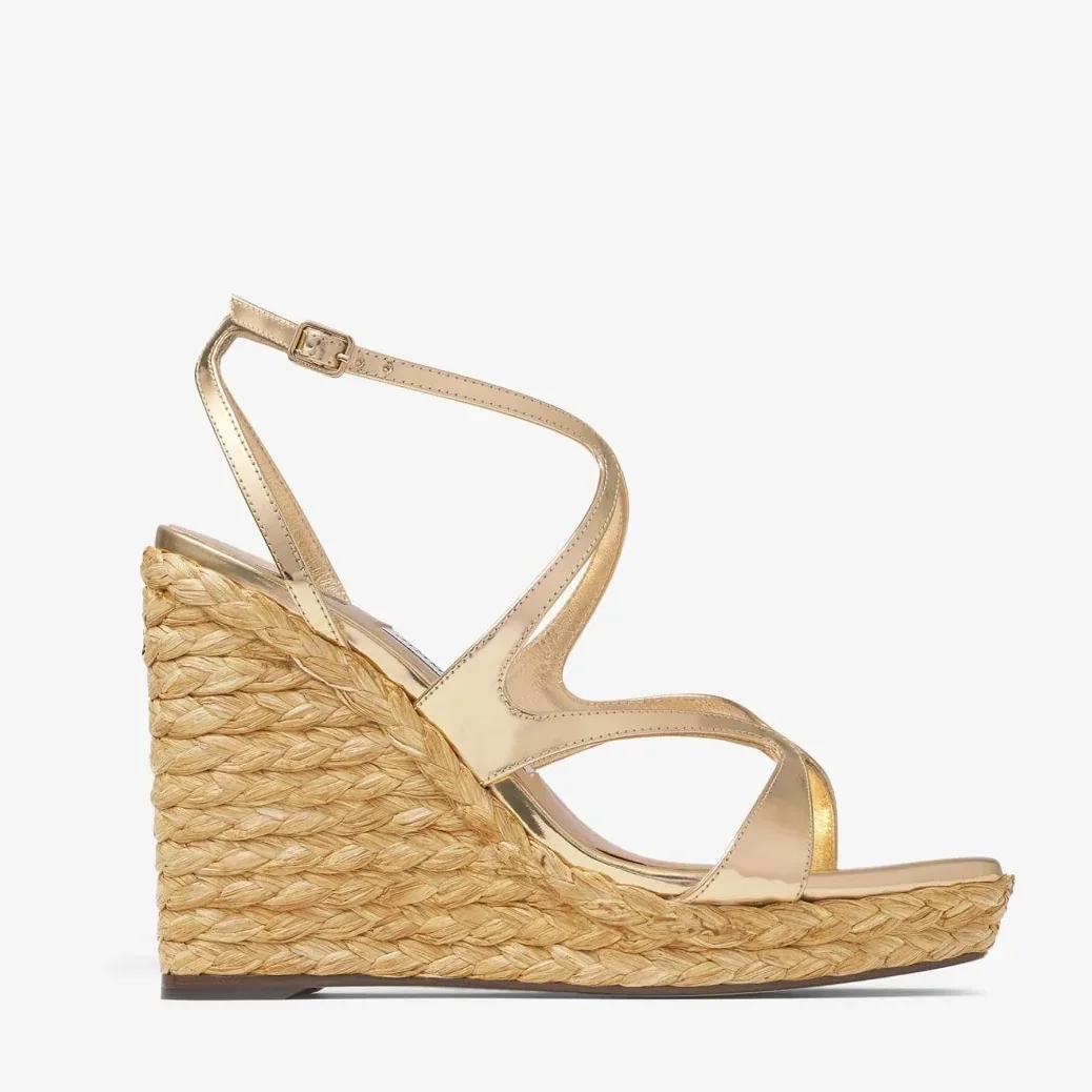 Jimmy Choo Ayla 110 Gold Metallic Wedge Gold AYLA110CUH Jimmy Choo Ayla 110 Gold Metallic Wedge Gold AYLA110CUH