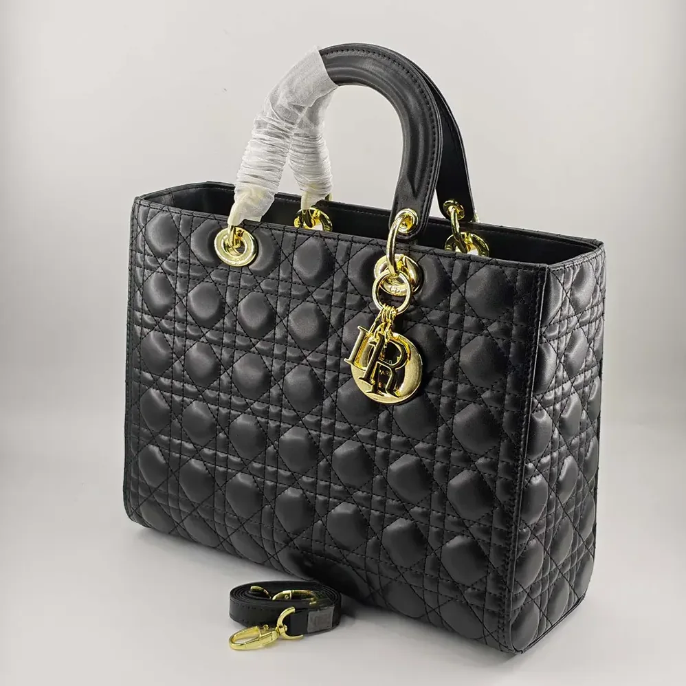 Dior Large Lady Dior Bag Black Cannage Lambskin for Women