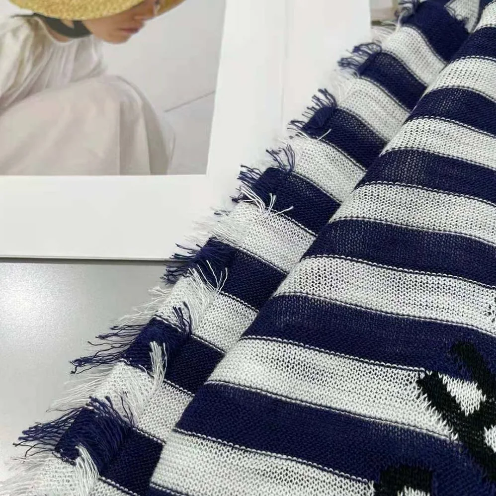 Dior Marinière Sweater Navy Blue and White Linen Cashmere and Silk Knit with Signature for Women Dior Marinière Sweater Navy Blue and White Linen Cashmere and Silk Knit with Signature for Women