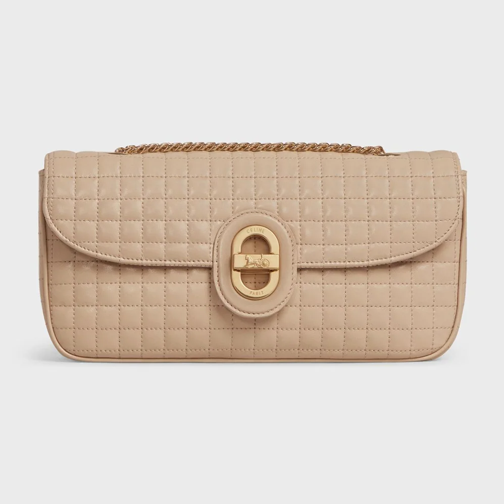 Celine Medium Chain Sulky Bag in Quilted Lambskin for Women in Sandy Celine Medium Chain Sulky Bag in Quilted Lambskin for Women in Sandy