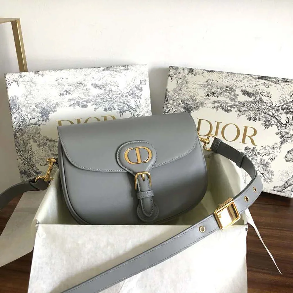 Dior Medium Dior Bobby Bag Denim Box Calfskin for Women in Silver