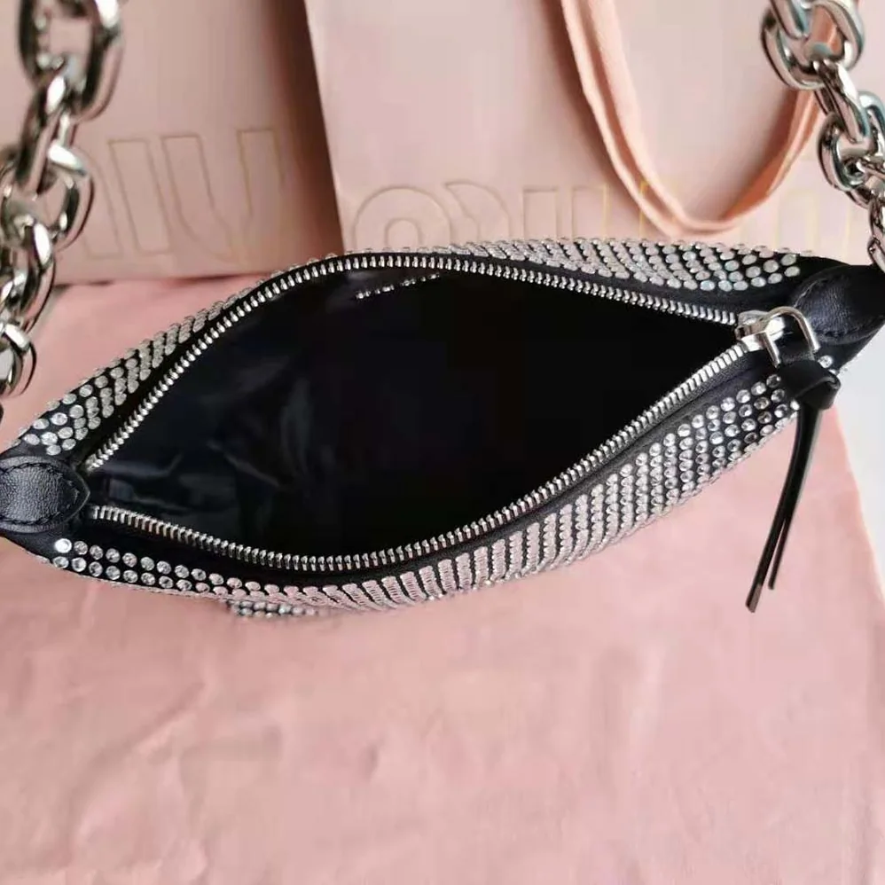 Miu Miu Spirit Satin Bag with Appliqués for Women in Black Miu Miu Spirit Satin Bag with Appliqués for Women in Black