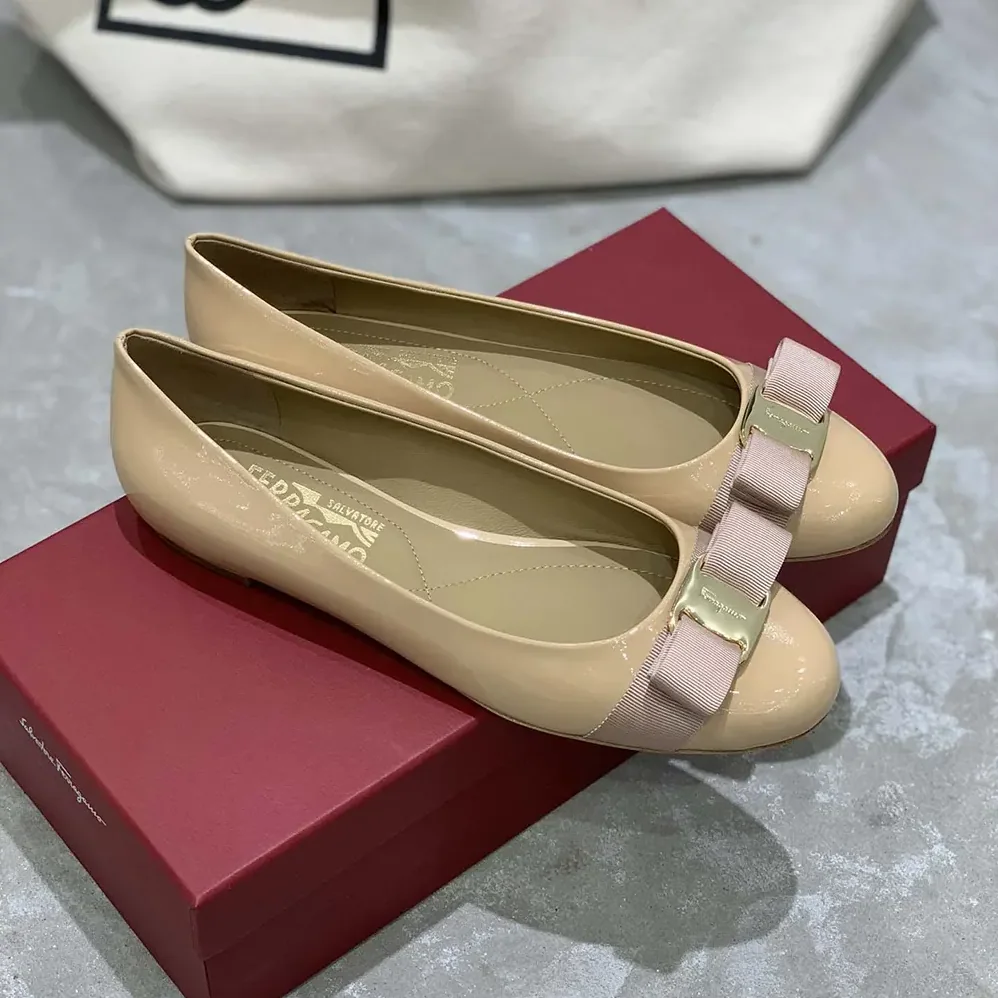 Salvatore Ferragamo Varina Ballet Flat for Women in Sandy Salvatore Ferragamo Varina Ballet Flat for Women in Sandy