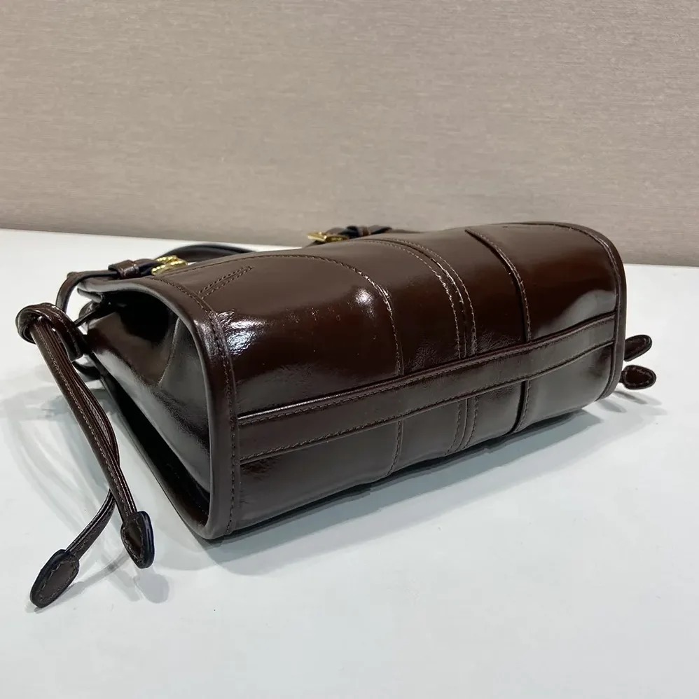 Prada Bonnie Leather Mini Shoulder Bag for Women in Dark Brown Prada Bonnie Leather Mini Shoulder Bag for Women in Dark Brown