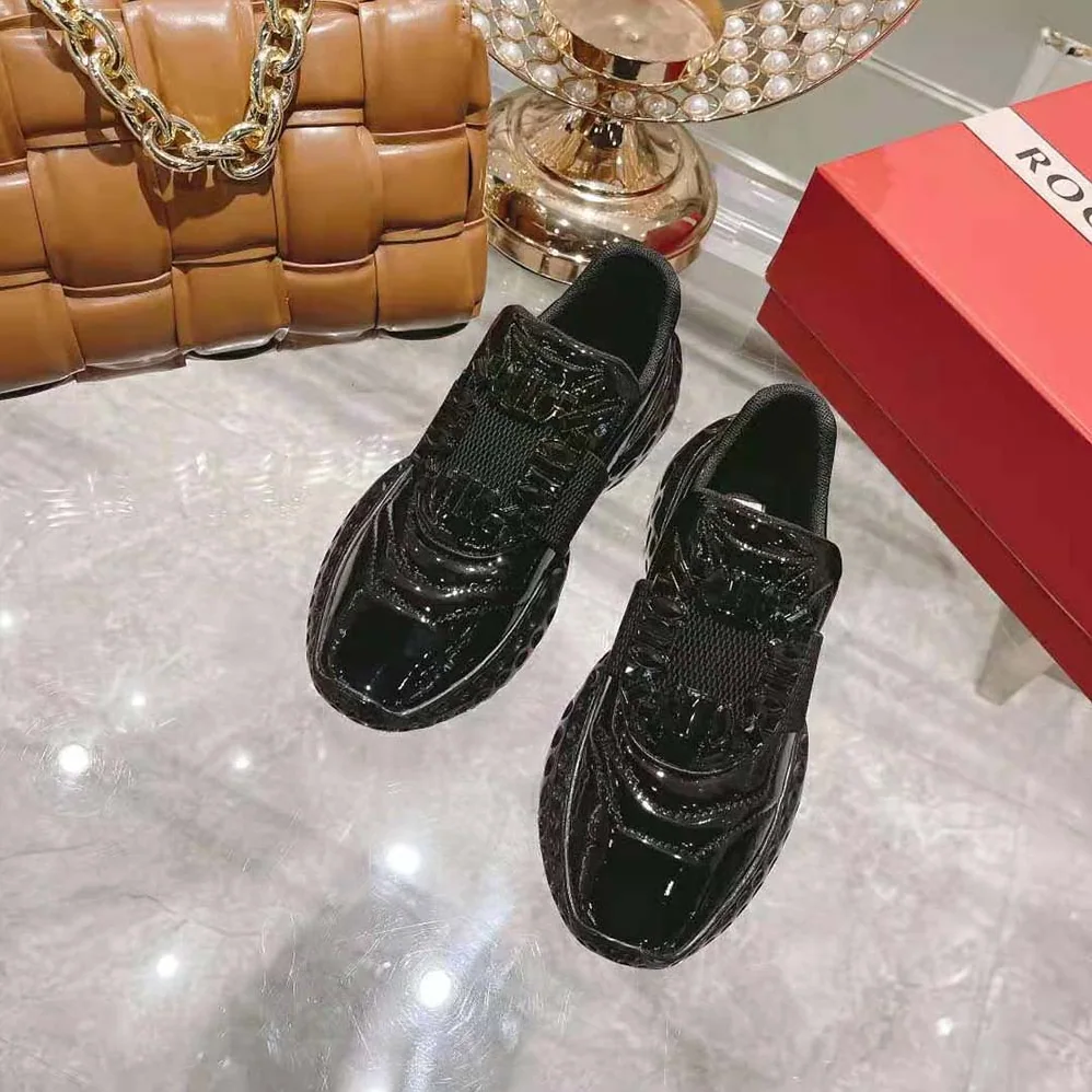 Roger Vivier Viv Run Light Strass Buckle Sneakers in Fabrics for Women in Black Roger Vivier Viv Run Light Strass Buckle Sneakers in Fabrics for Women in Black