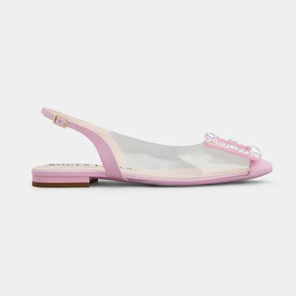 Roger Vivier Gommettine Strass Buckle Slingback Ballerinas in PVC for Women in Pink Roger Vivier Gommettine Strass Buckle Slingback Ballerinas in PVC for Women in Pink