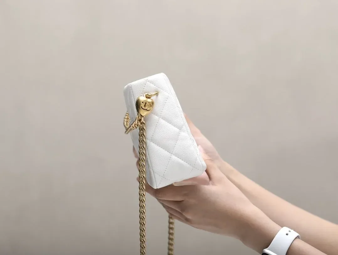 Chanel HoBo Heart Adjustment Buckle Crossbody Bag in White Gold Hardware Chanel HoBo Heart Adjustment Buckle Crossbody Bag in White Gold Hardware
