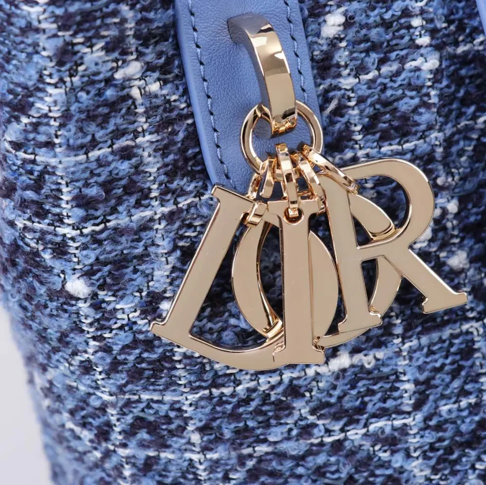 Dior Small Dior Toujours Vertical Tote Bag Blue Tweed with White Cannage Motif for Women Dior Small Dior Toujours Vertical Tote Bag Blue Tweed with White Cannage Motif for Women