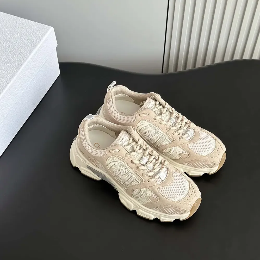 Dior Chrono Sneaker Beige Mesh and Suede Calfskin for Unisex Dior Chrono Sneaker Beige Mesh and Suede Calfskin for Unisex