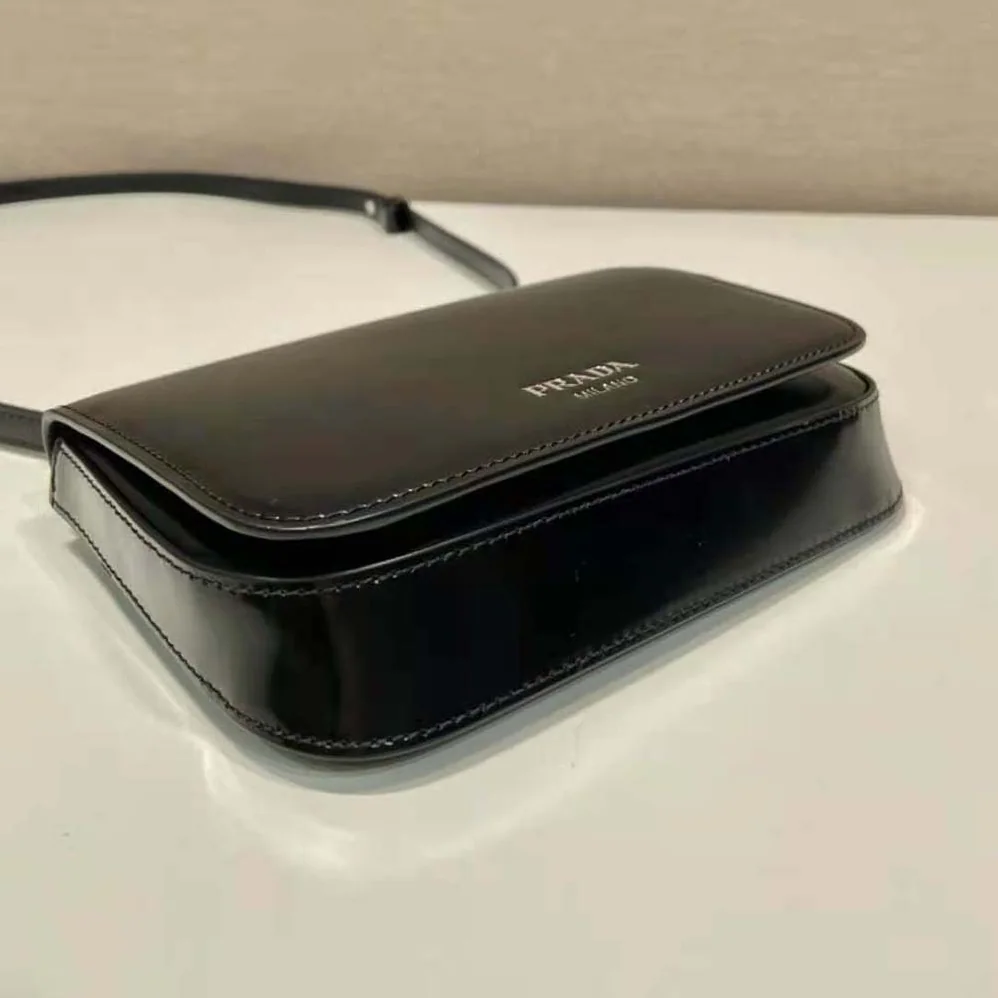 Prada Brushed Leather Mini-bag with Shoulder Strap for Men in Black