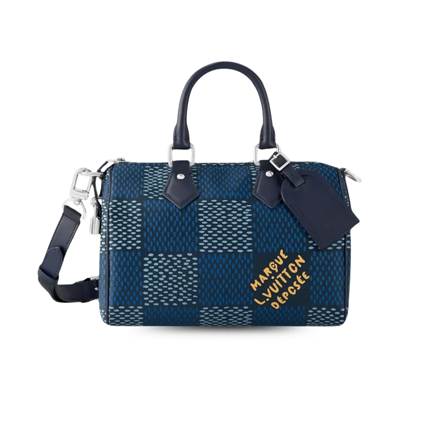 Louis Vuitton Speedy 25 Bandouliere Top Handle Bag in Blue Silver Hardware