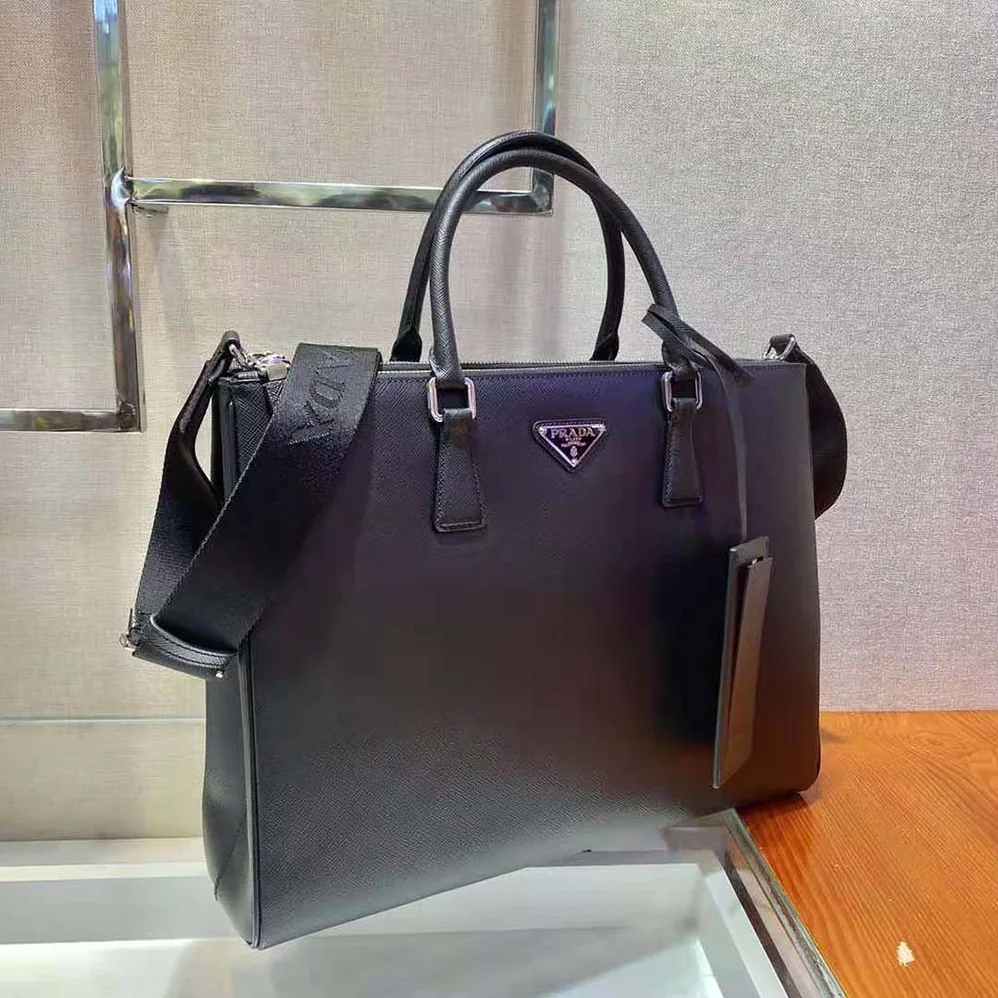 Prada Saffiano Leather Prada Galleria Bag for Men in Black