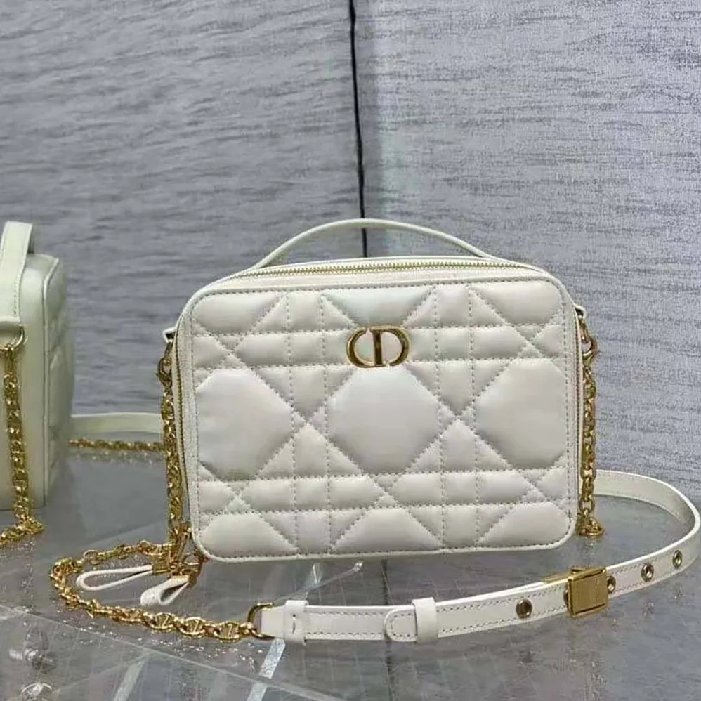 Dior Caro Box Bag with Chain Latte Quilted Macrocannage Calfskin for Women Dior Caro Box Bag with Chain Latte Quilted Macrocannage Calfskin for Women