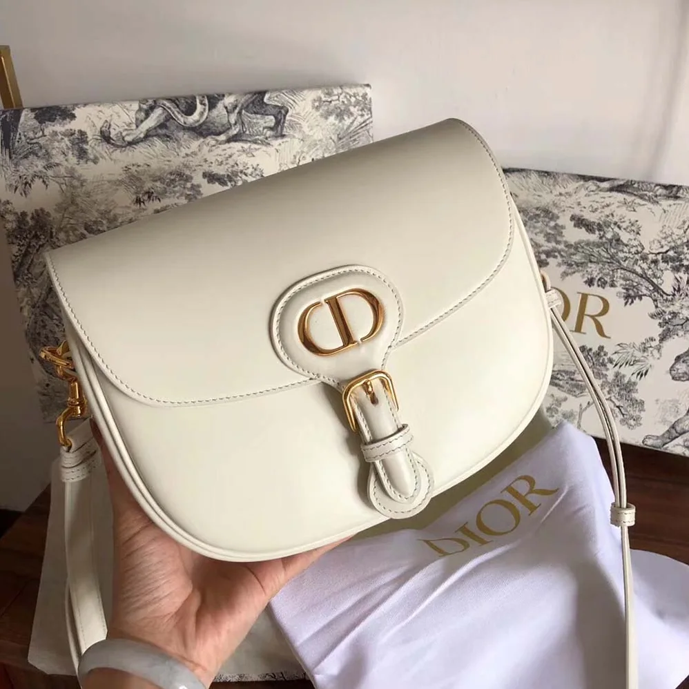 Dior Medium Dior Bobby Bag Denim Box Calfskin for Women in White