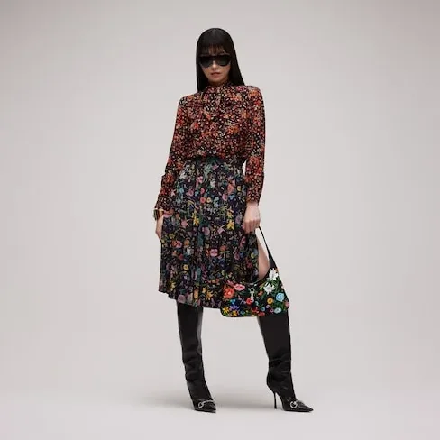 Gucci Jackie 1961 Medium Shoulder Bag in Black/ Multicolor Gold Hardware