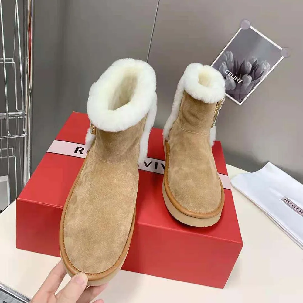 Roger Vivier Winter Viv' Strass Buckle Booties in Suede for Women Roger Vivier Winter Viv' Strass Buckle Booties in Suede for Women