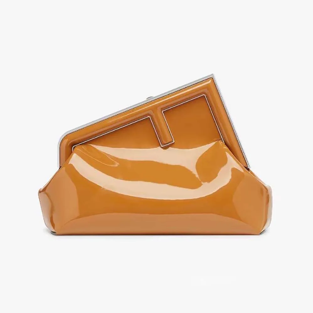 Fendi First Midi Brown Patent Leather Bag for Women