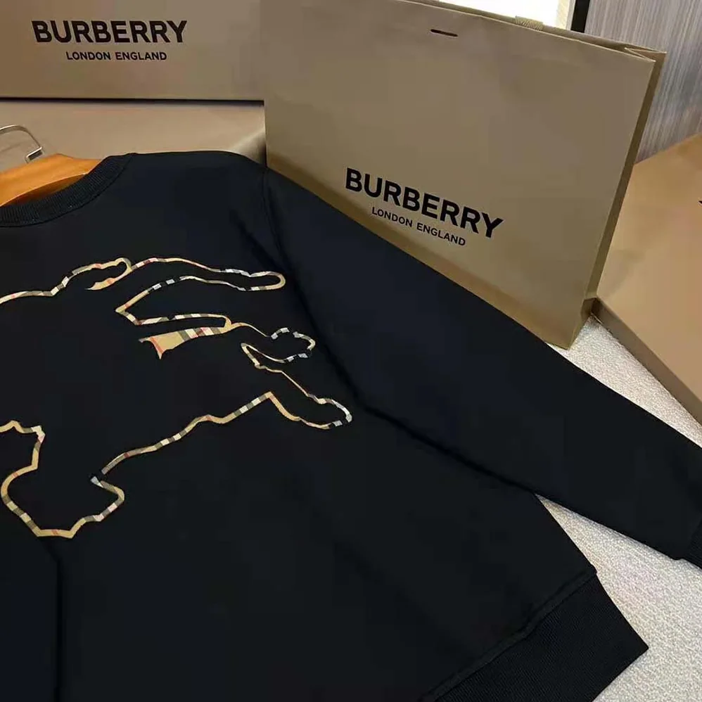 Burberry Check EKD Cotton Sweatshirt for Men in Black Burberry Check EKD Cotton Sweatshirt for Men in Black