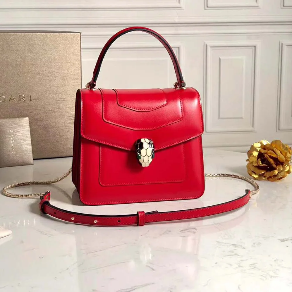 Bvlgari Bvlgari Women Serpenti Forever Flap Cover Bag for Women in Red Bvlgari Bvlgari Women Serpenti Forever Flap Cover Bag for Women in Red